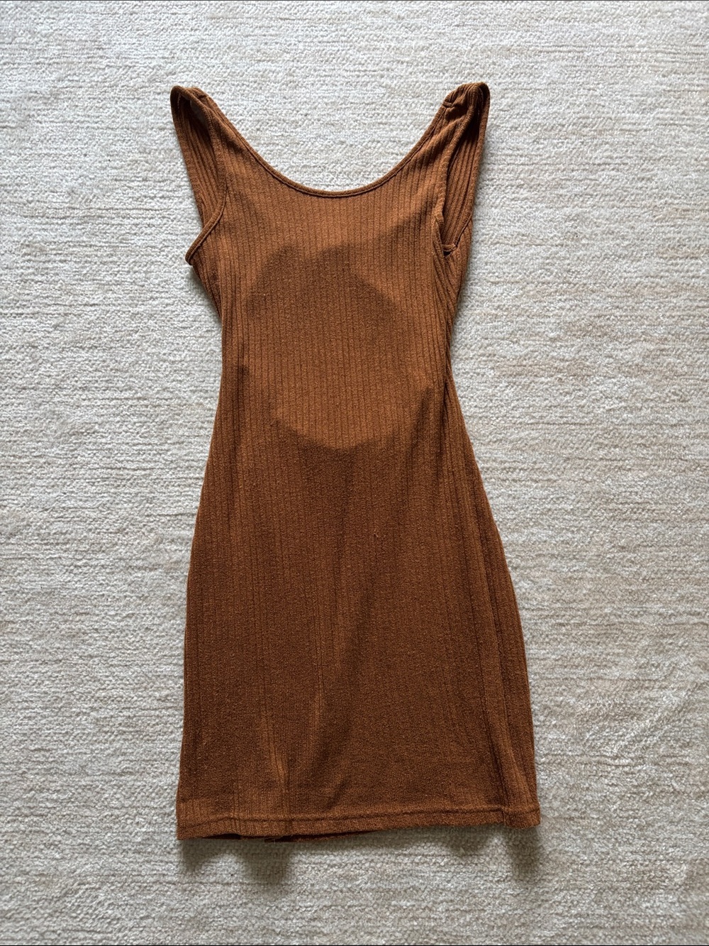Sleeveless Ribbed Bodycon Dress in Brown